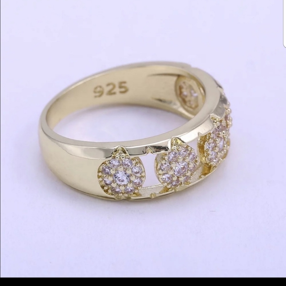 *NEW* 14k gold over Sterling silver  925 Yellow Gold Round Cut Diamond Ring - Picture 2 of 6